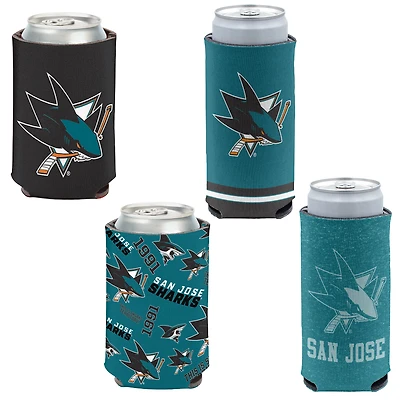 WinCraft San Jose Sharks, paquet de 4, 12 oz. Ensemble refroidisseur de canettes et de canettes minces