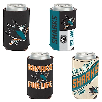 WinCraft San Jose Sharks, paquet de 4, 12 oz. Ensemble refroidisseur de canettes