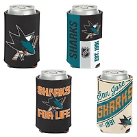 WinCraft San Jose Sharks, paquet de 4, 12 oz. Ensemble refroidisseur de canettes