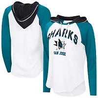 Women's G-III 4Her by Carl Banks  White San Jose Sharks VIP Raglan Long Sleeve Hoodie T-Shirt