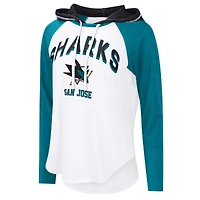 Women's G-III 4Her by Carl Banks  White San Jose Sharks VIP Raglan Long Sleeve Hoodie T-Shirt