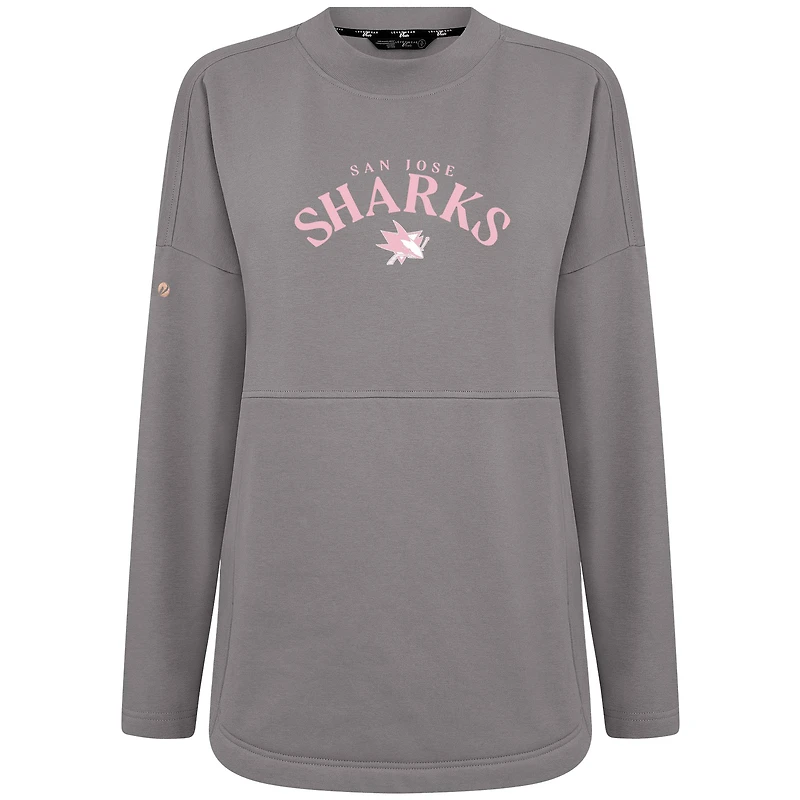 Sweat-shirt à col roulé Beaudry gris pour femme avec inscription « Mother's Day » des Sharks de San Jose