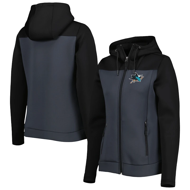 Veste zippée intégrale Antigua noire/grise pour femme, modèle San Jose Sharks Protect