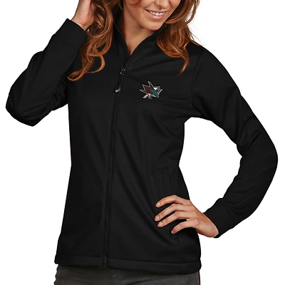 Veste de golf Antigua noire pour femme, modèle San Jose Sharks, fermeture éclair intégrale