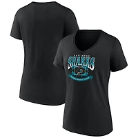 Women's  Black San Jose Sharks Slapshot V-Neck T-Shirt
