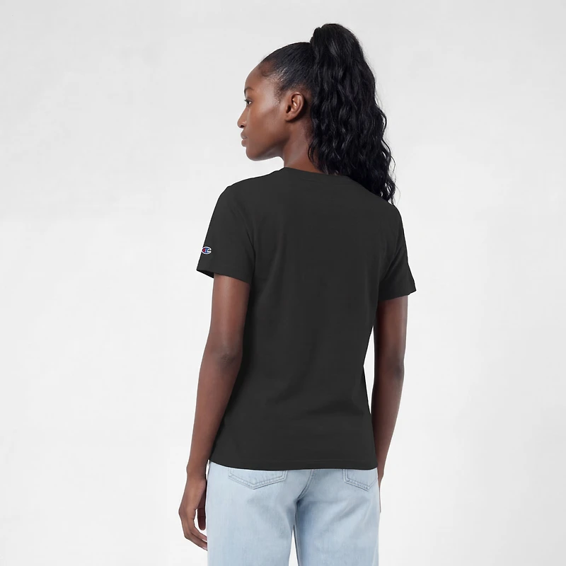 Women's Champion Black San Jose Sharks Arch Mascot Logo T-Shirt