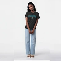 Women's Champion  Black San Jose Sharks Arch Mascot Logo T-Shirt