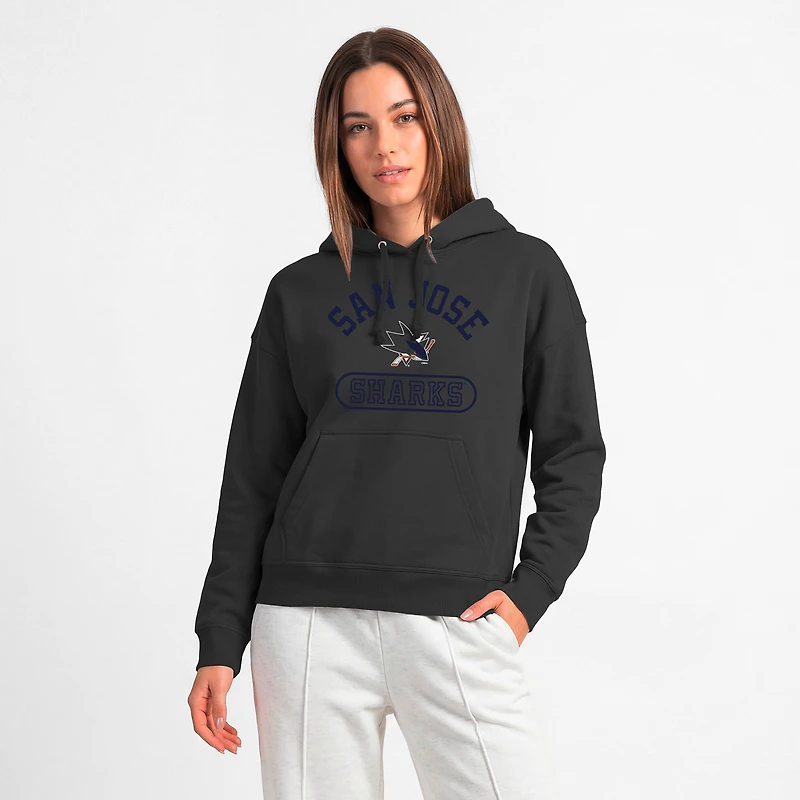 Women's Champion Black San Jose Sharks Arched Pill Box Hoodie