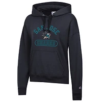 Women's Champion  Black San Jose Sharks Arched Pill Box Hoodie