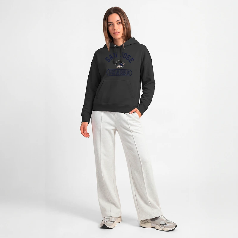 Women's Champion Black San Jose Sharks Arched Pill Box Hoodie
