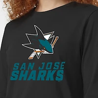 Women's Champion  Black San Jose Sharks Wordmark Lockup Long Sleeve T-Shirt