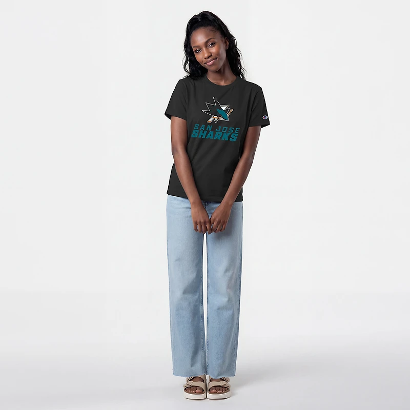 Women's Champion Black San Jose Sharks Wordmark Lockup T-Shirt