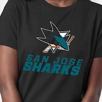 Women's Champion  Black San Jose Sharks Wordmark Lockup T-Shirt