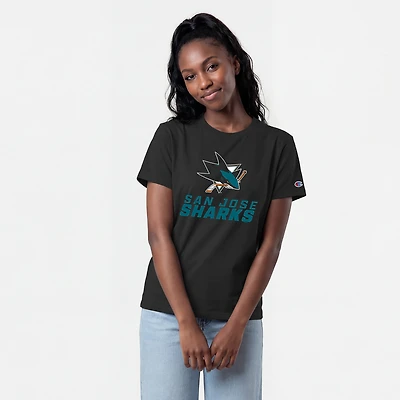 Women's Champion  Black San Jose Sharks Wordmark Lockup T-Shirt