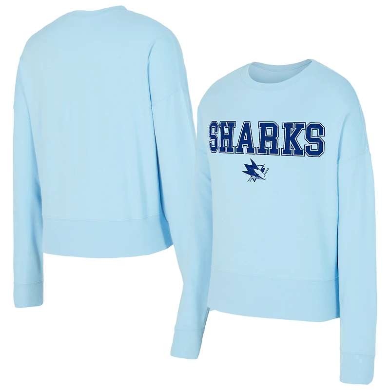 Sweat-shirt à capuche bleu clair ton sur des Sharks de San Jose pour femme Concepts Sport