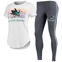 Ensemble t-shirt et leggings Concepts Sport blanc/charbon pour femmes, San Jose Sharks Sonata