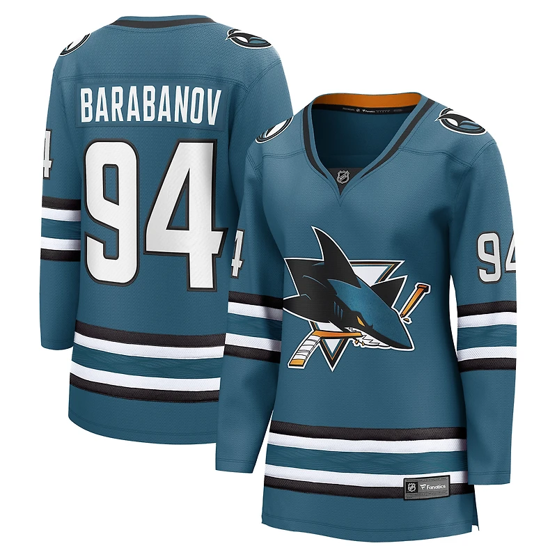 Women's Fanatics Alexander Barabanov Teal San Jose Sharks Home Breakaway Player Jersey
