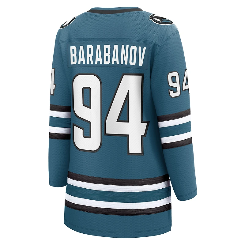 Women's Fanatics Alexander Barabanov Teal San Jose Sharks Home Breakaway Player Jersey