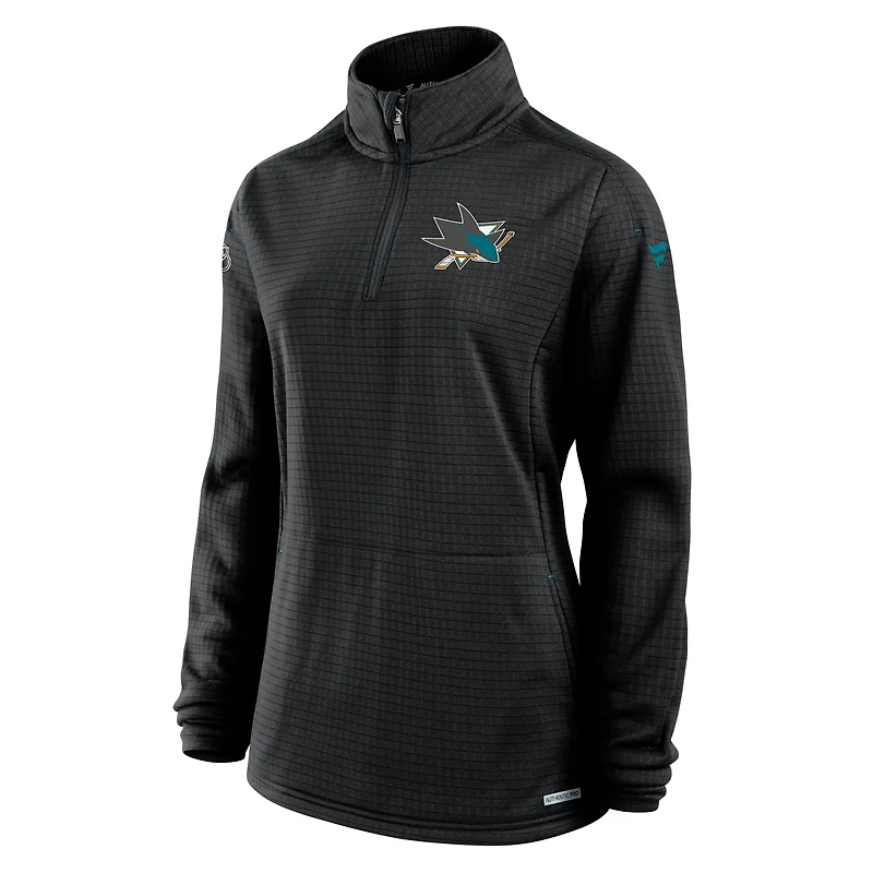 Pull à glissière quart de tour Fanatics noir authentique des Sharks San Jose pour femme