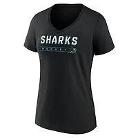 Women's Fanatics Black San Jose Sharks V-Neck T-Shirt