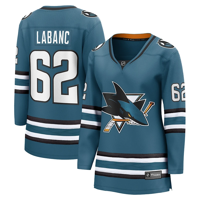 Women's Fanatics Kevin Labanc Teal San Jose Sharks Home Breakaway Player Jersey