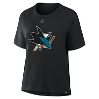 Women's Fanatics Macklin Celebrini Black San Jose Sharks Authentic Stack Name & Number T-Shirt