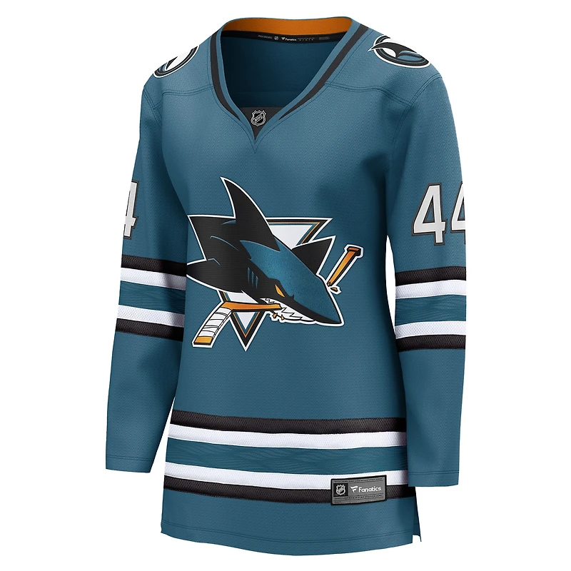 Maillot domicile Breakaway Marc-Edouard Vlasic turquoise des Sharks de San Jose pour femmes (Fanatics)