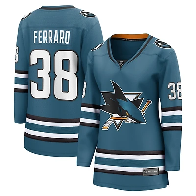Fanatics pour femmes Mario Ferraro Sarcelle San Jose Sharks Maillot de joueur échappé à domicile