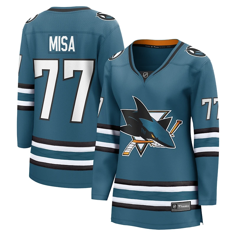 Women's Fanatics Michael Misa Teal San Jose Sharks Breakaway Jersey