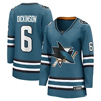 Women's Fanatics Sam Dickinson Teal San Jose Sharks Home Breakaway Jersey