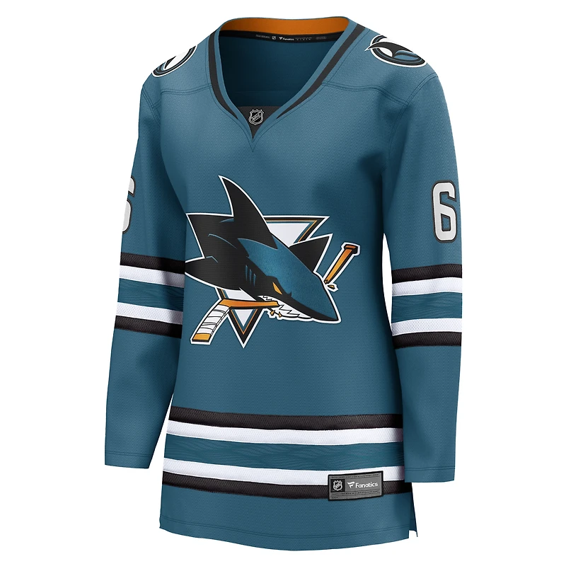 Women's Fanatics Sam Dickinson Teal San Jose Sharks Home Breakaway Jersey