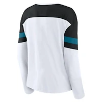 T-shirt à manches longues et col cranté pour femme Fanatics San Jose Sharks blanc/noir Frozen