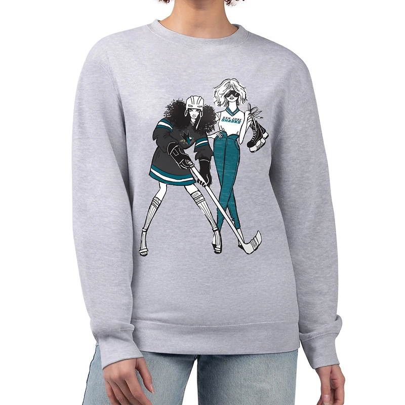 Sweat-shirt polaire à enfiler pour femme G-III 4Her par Carl Banks, gris chiné, aux couleurs de l'équipe hockey des Sharks San Jose.