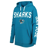 Women's G-III 4Her by Carl Banks Teal San Jose Sharks Extra Inning Pullover Hoodie