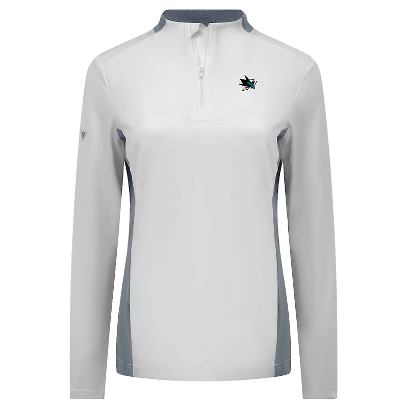 Haut à glissière quart de tour Moxie Insignia Core pour femme des Sharks San Jose, blanc, Levelwear