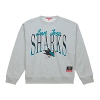 Women's Mitchell & Ness  Heather Gray San Jose Sharks Hockey Night Sweatshirt