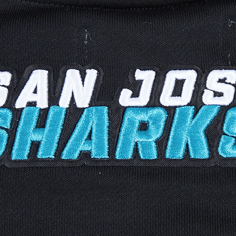 Women's Pro Standard  Black San Jose Sharks Area Code Cropped Pullover Sweatshirt