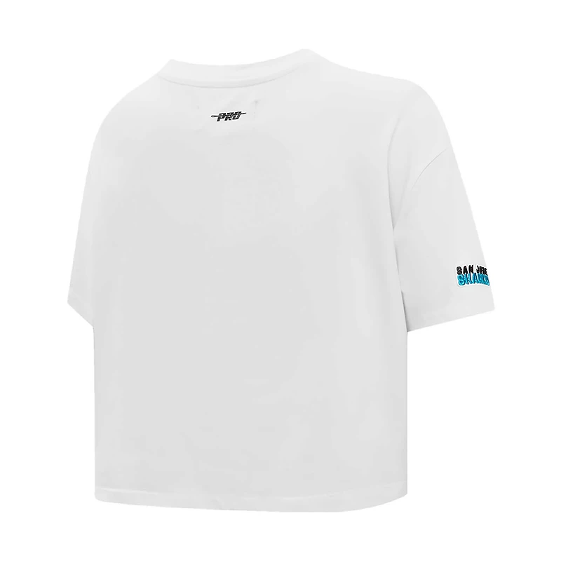 T-shirt court Pro Standard blanc pour femmes des Sharks de San Jose Boxy Script Tail