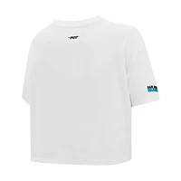 T-shirt court Pro Standard blanc pour femmes des Sharks de San Jose Boxy Script Tail