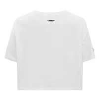 T-shirt court Pro Standard blanc pour femmes des Sharks de San Jose Boxy Script Tail