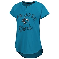 T-shirt à encolure raglan Starter bleu sarcelle San Jose Sharks Grand Slam pour femme