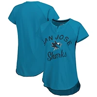 T-shirt à encolure raglan Starter bleu sarcelle San Jose Sharks Grand Slam pour femme