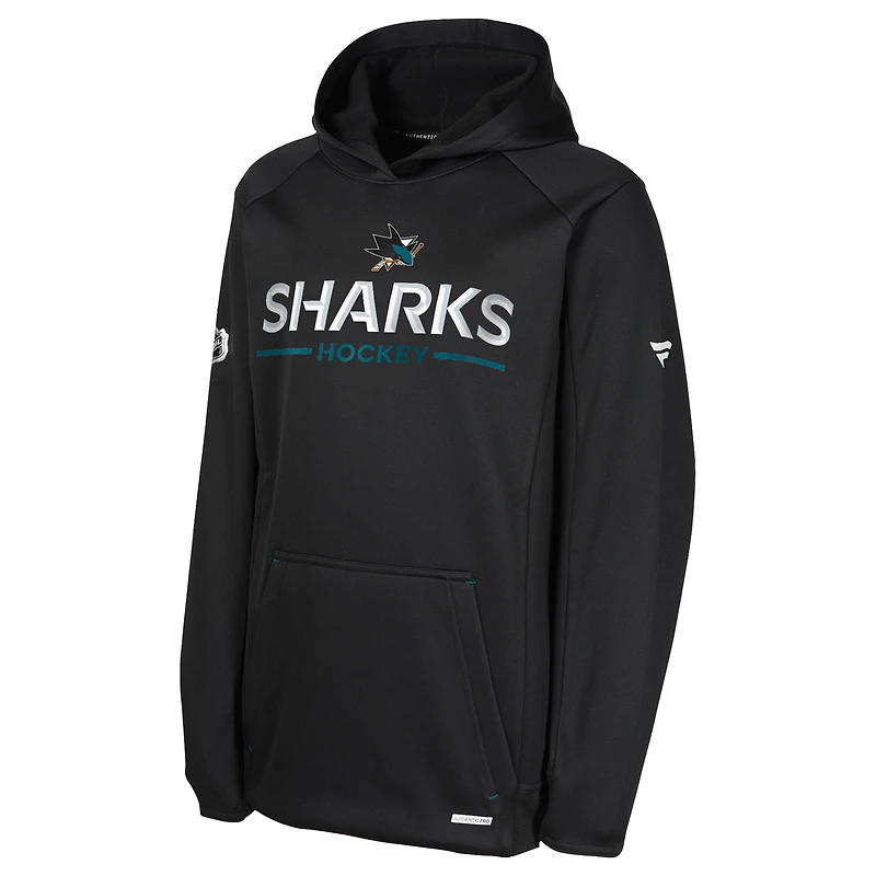 Youth Fanatics Black San Jose Sharks Authentic Pro Rink Raglan Hoodie