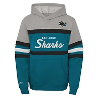 Sweat à capuche Mitchell & Ness pour jeunes, entraîneur-chef des Sharks de San Jose, bleu sarcelle