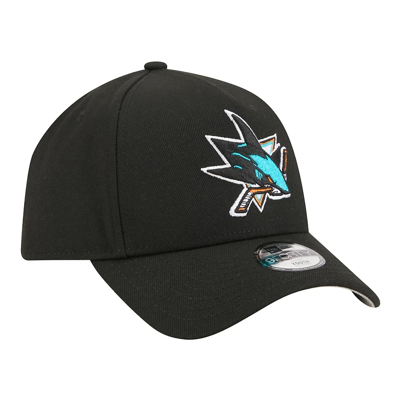 Youth New Era Black San Jose Sharks 9FORTY A-Frame Adjustable Hat