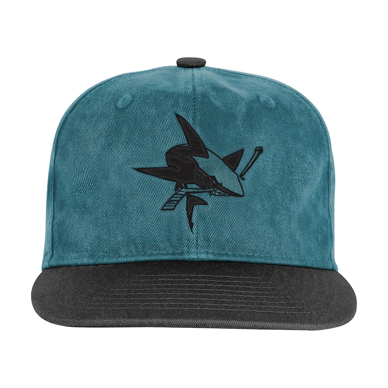Youth Outerstuff  Teal/Black San Jose Sharks True Retro Deadstock Adjustable Hat
