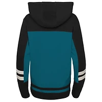 Sweat à capuche lacets et col en V pour jeunes, bleu sarcelle, San Jose Sharks, Ageless Revisited