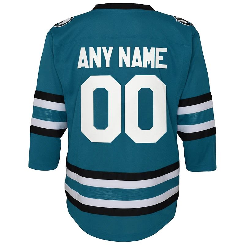 Youth Teal San Jose Sharks Home Replica Custom Jersey