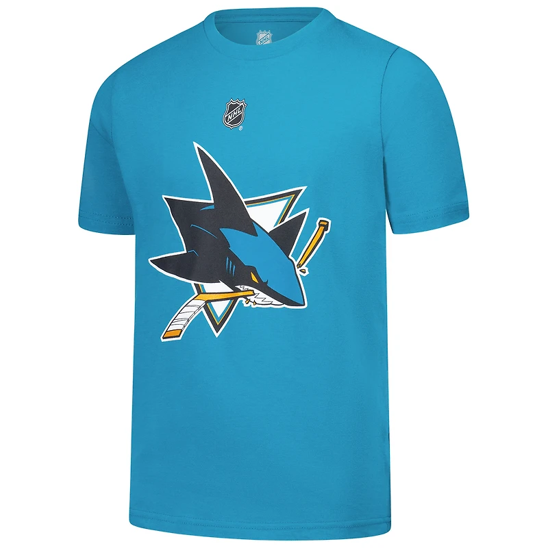 T-shirt Will Smith Teal pour jeune joueur des Sharks de San Jose avec nom et numéro