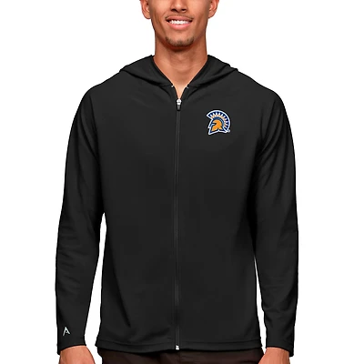 Men's Antigua Black San Jose State Spartans Legacy Full-Zip Hoodie